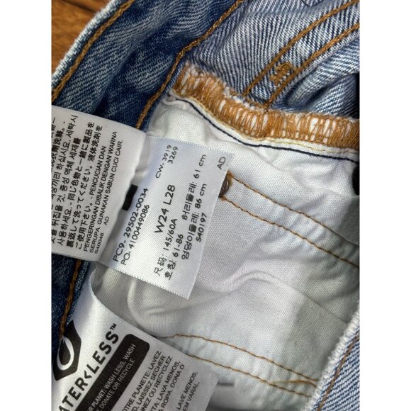 Levis 501 S Skinny Button Fly Dark Wash Blue Denim Jeans Womens Size 24 (24x27) - Picture 6 of 8